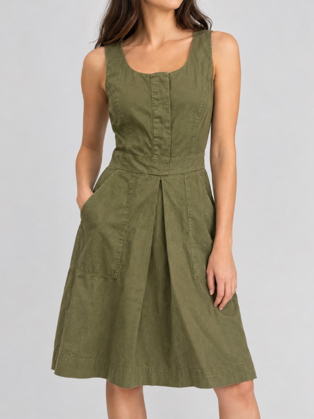 J. Crew Pleated Utility A-Line Olive Dress, women’s 2